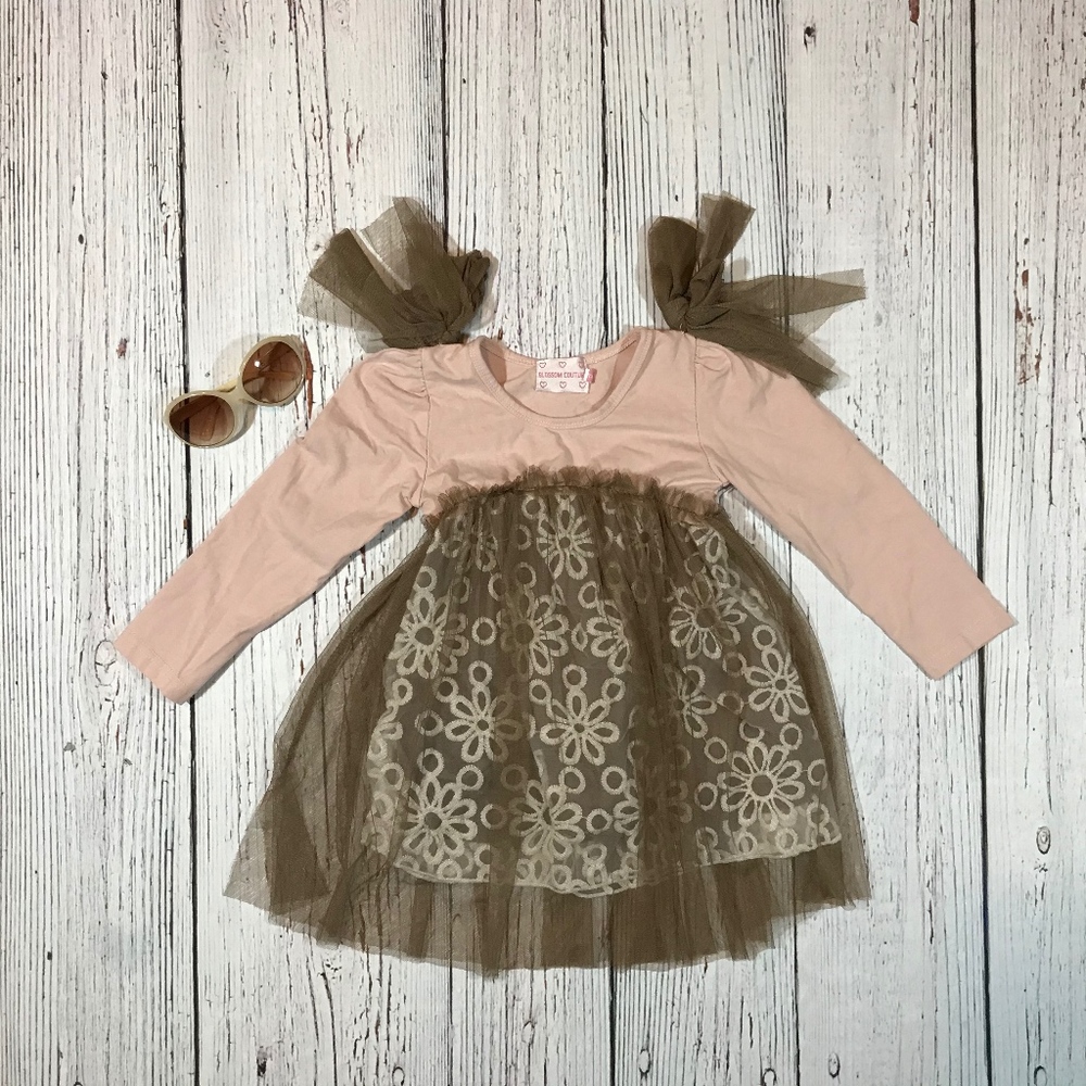 Girls Knit with Lace and Tulle Dress